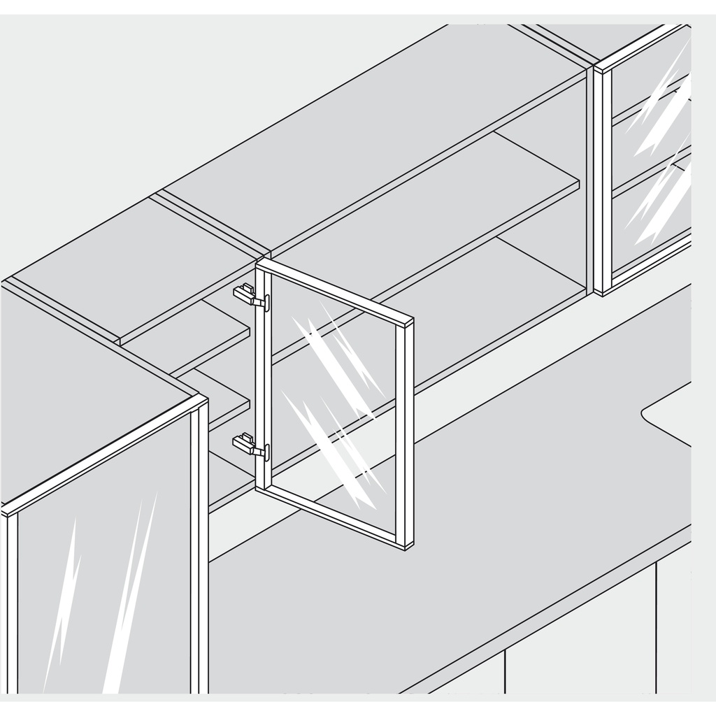 BLUM  - Vkladací AL - naložený 95´ bez pružiny na úzky hliníkový rám /70T950A.TL/