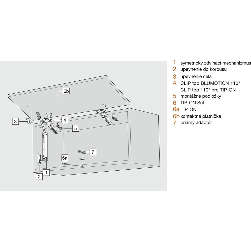 BLUM AVENTOS HK-XS výkon 11´+ úchyty TIP ON - komplet set